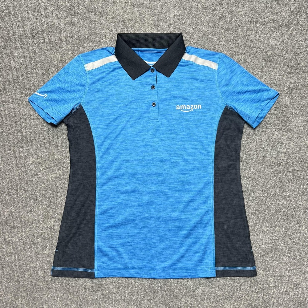 Amazon Shirt Womens Small Blue High Heat Polo Short Sleeve Workwear Uniform